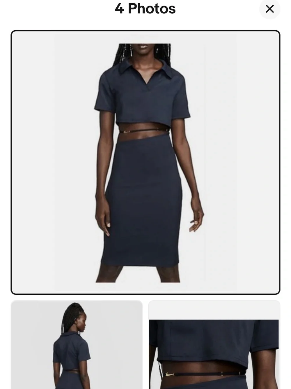 nike Jacquemus Navy Polo Crop Top